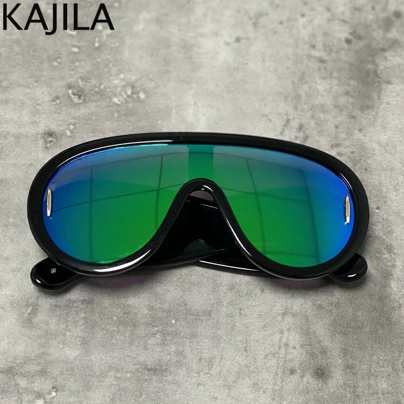 Y2K Cyberpunk Wave Mask Sunglasses – Oversized One-Piece Luxury Steampunk Goggles for Women 🌊