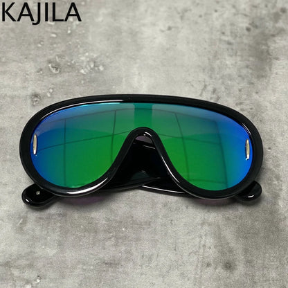 Y2K Cyberpunk Wave Mask Sunglasses – Oversized One-Piece Luxury Steampunk Goggles for Women 🌊