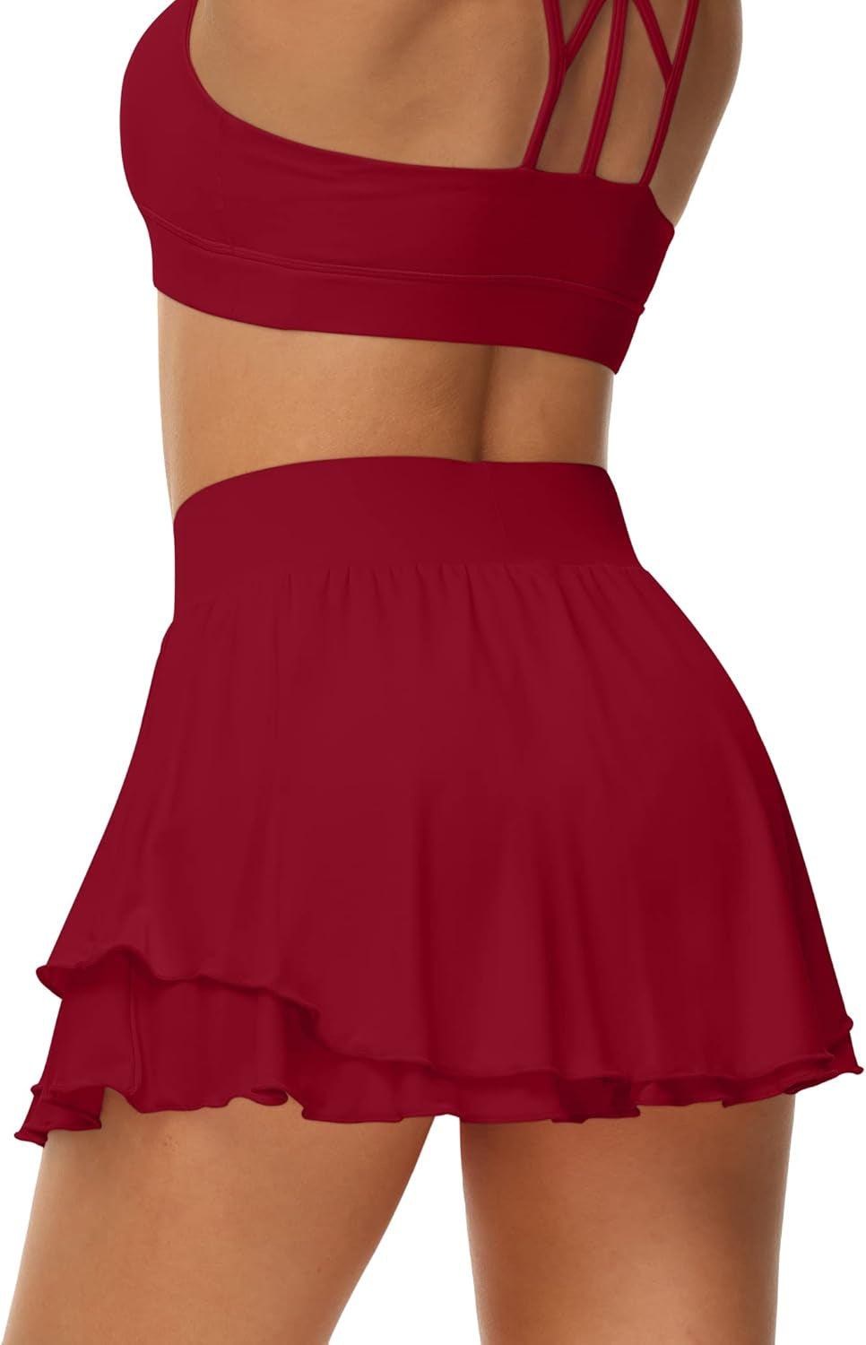 Ice Silk Ruffle Tennis Skort – 13" Athletic Skirt with Pockets