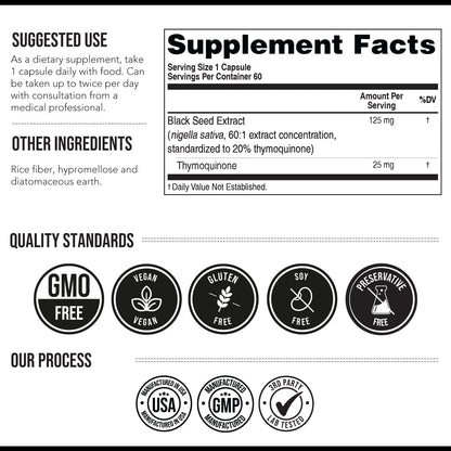 🌿 Premium Black Seed Oil Capsules | 20% Thymoquinone High Potency | Ultra-Concentrated Nigella Sativa 💎 - 60:1  (60 Capsules)