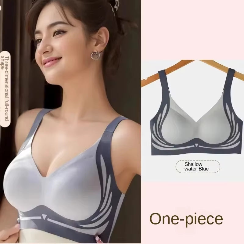 ☁️ Plus Size Super Gather Push-Up Bra – Seamless Full-Coverage Lift & Soft Wireless Support Underwear for Women ✨🧘‍♀️