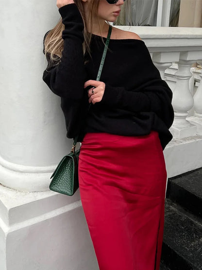 2026 Luxe Ribbed Knit Jumper Set – Oversized Batwing Sleeve Sweater & Matching Headband Autumn Winter Set 🧶🍂