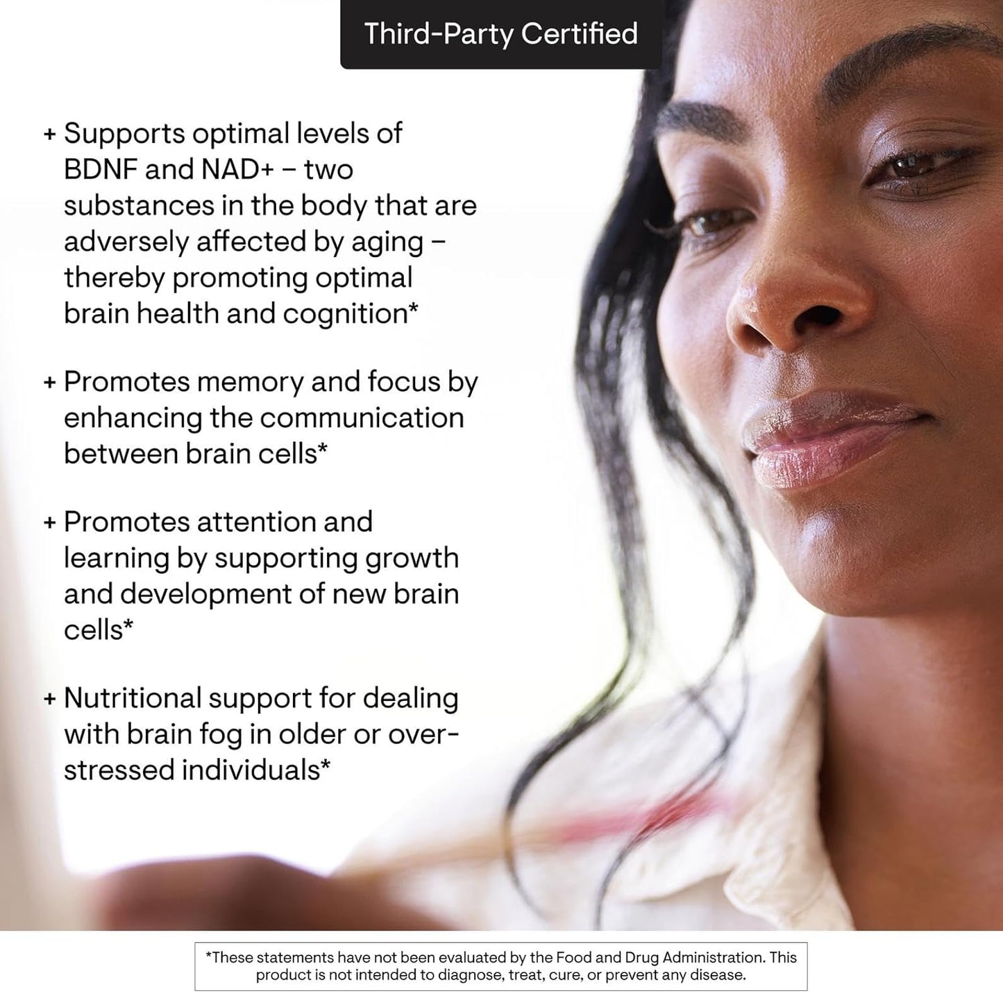 Brain Factors Brain Health Supplement - Featuring Nicotinamide Riboside, Coffee Fruit Extract, and Betaine Anhydrous for Enhanced Learning, Memory, and Cognition - Third-Party Certified - 30 Capsules