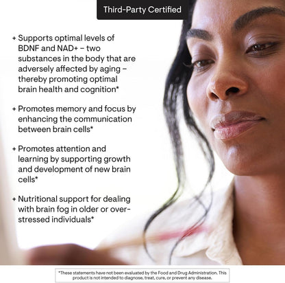 Brain Factors Brain Health Supplement - Featuring Nicotinamide Riboside, Coffee Fruit Extract, and Betaine Anhydrous for Enhanced Learning, Memory, and Cognition - Third-Party Certified - 30 Capsules