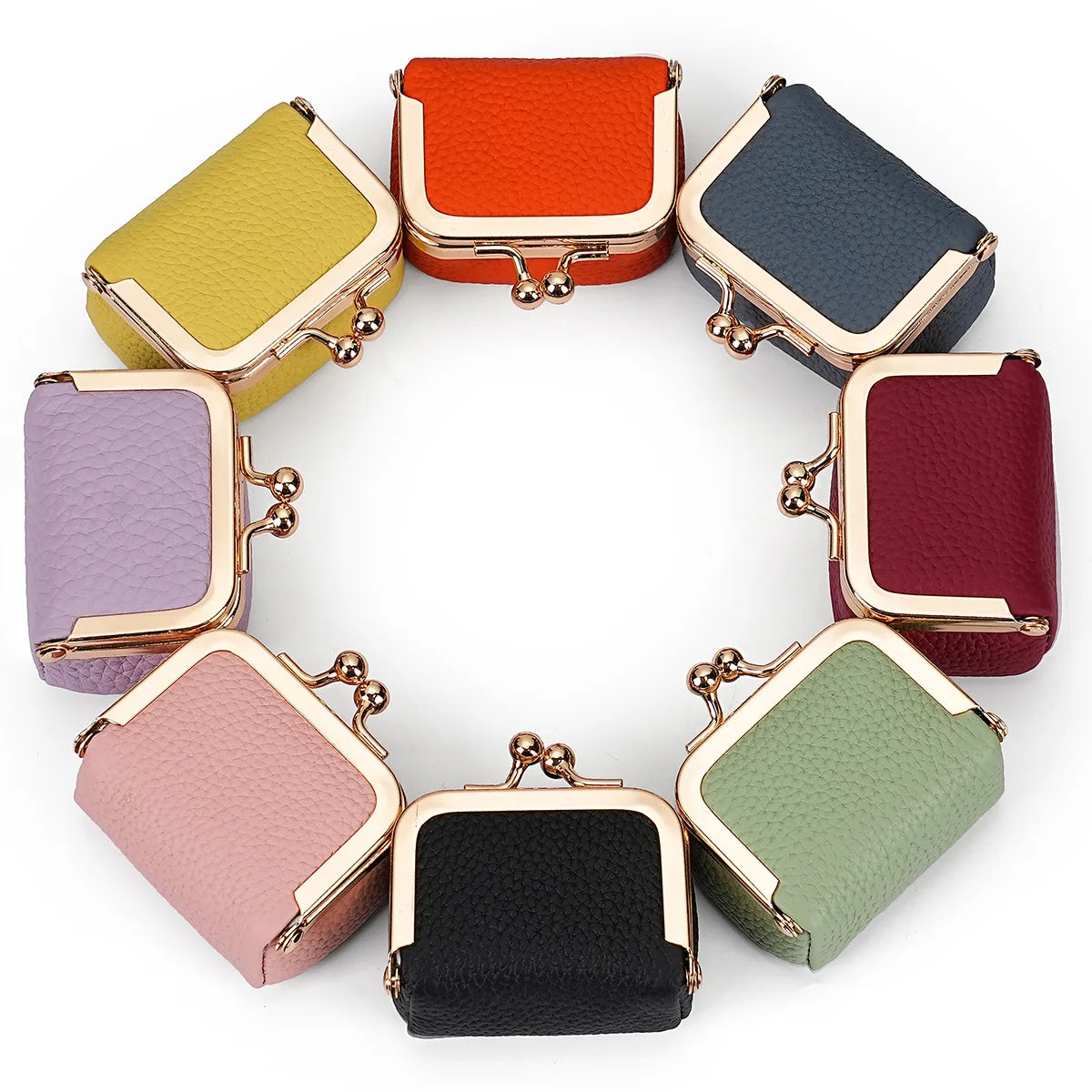 Luxury Genuine Leather Mini Accessory Box – Chic Gold Hardware Jewelry & Coin Purse 💎✨