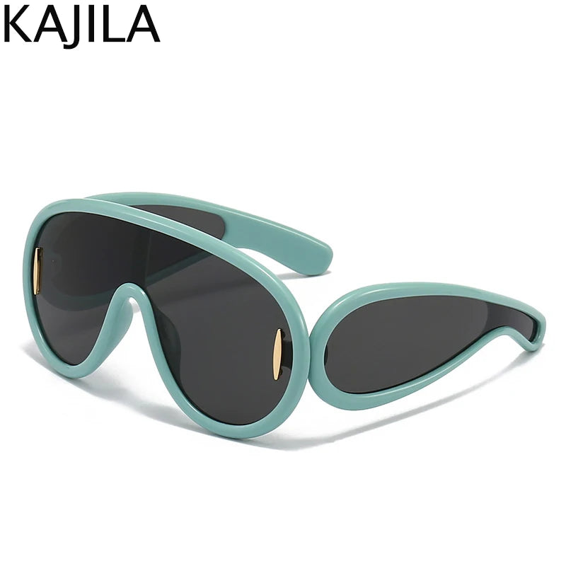 Y2K Cyberpunk Wave Mask Sunglasses – Oversized One-Piece Luxury Steampunk Goggles for Women 🌊