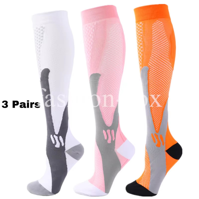 🏃‍♂️ 3 Pairs Premium Compression Socks for Men & Women Anti-Fatigue Knee Highs 🧦✨