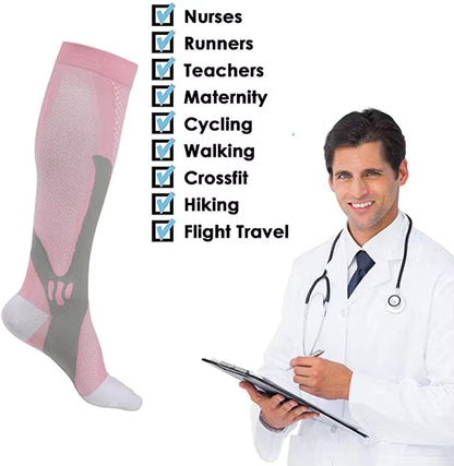 🏃‍♂️ 3 Pairs Premium Compression Socks for Men & Women Anti-Fatigue Knee Highs 🧦✨