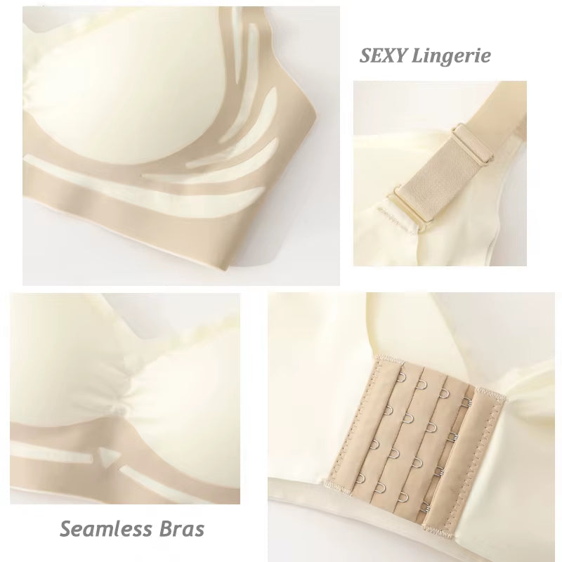 ☁️ Plus Size Super Gather Push-Up Bra – Seamless Full-Coverage Lift & Soft Wireless Support Underwear for Women ✨🧘‍♀️