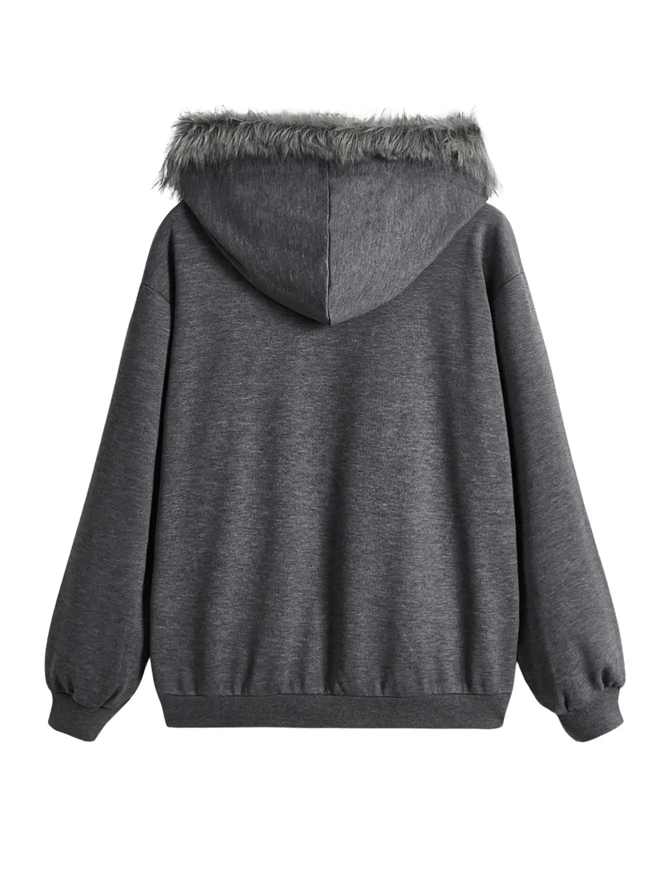 Bare N Bliss Rhinestone Graphic Zip-Up | Faux Fur Luxe Hoodie 💎