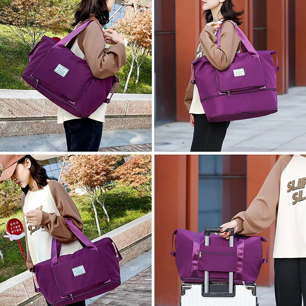 2026 Expandable Folding Travel Bag – Waterproof Large Capacity Duffle, Gym & Yoga Tote with Wet/Dry Pocket ✈️itness
