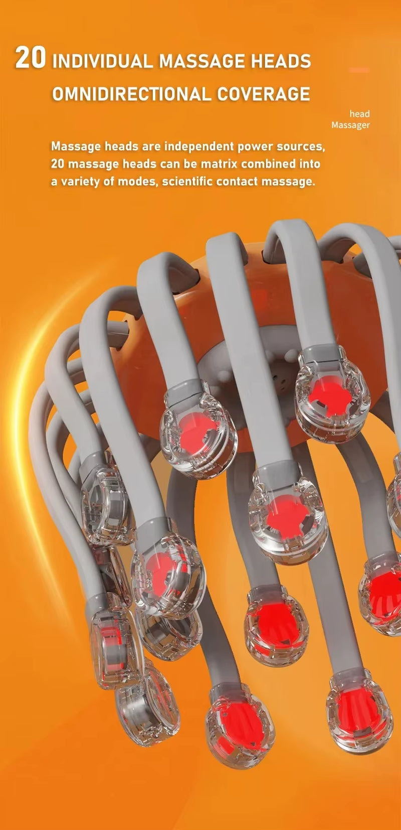 20-Node Electric Octopus Scalp Massager – Red Light Therapy & Vibration Head Scratcher for Stress Relief 🐙✨