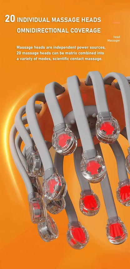 20-Node Electric Octopus Scalp Massager – Red Light Therapy & Vibration Head Scratcher for Stress Relief 🐙✨
