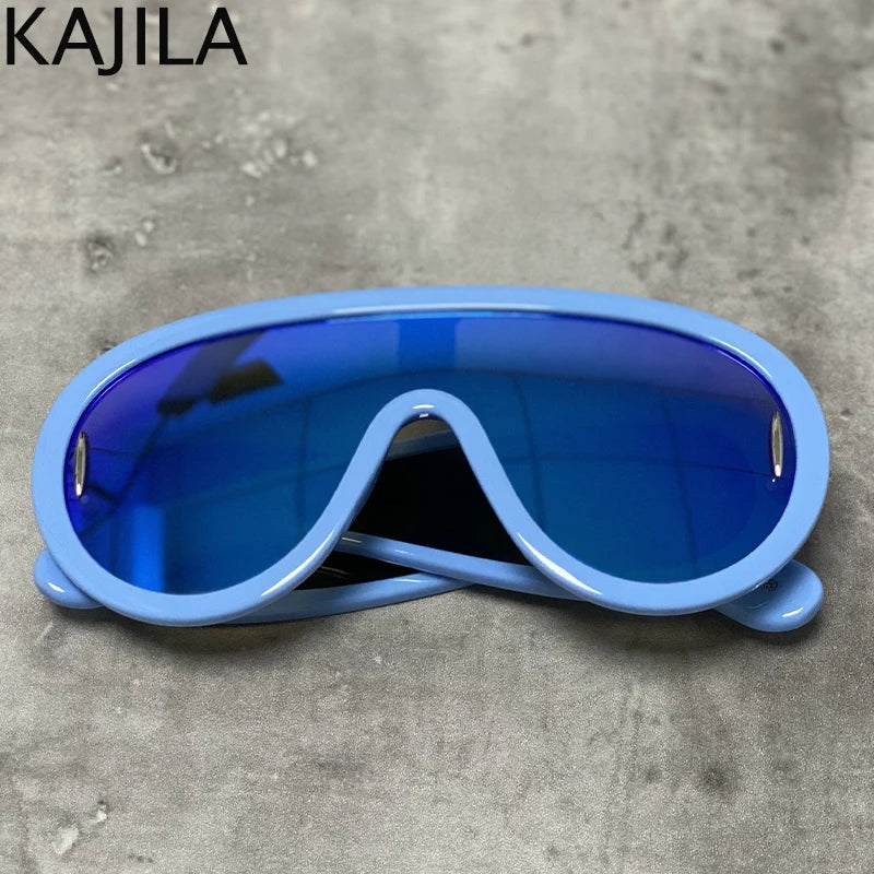 Y2K Cyberpunk Wave Mask Sunglasses – Oversized One-Piece Luxury Steampunk Goggles for Women 🌊