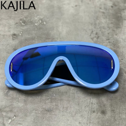 Y2K Cyberpunk Wave Mask Sunglasses – Oversized One-Piece Luxury Steampunk Goggles for Women 🌊