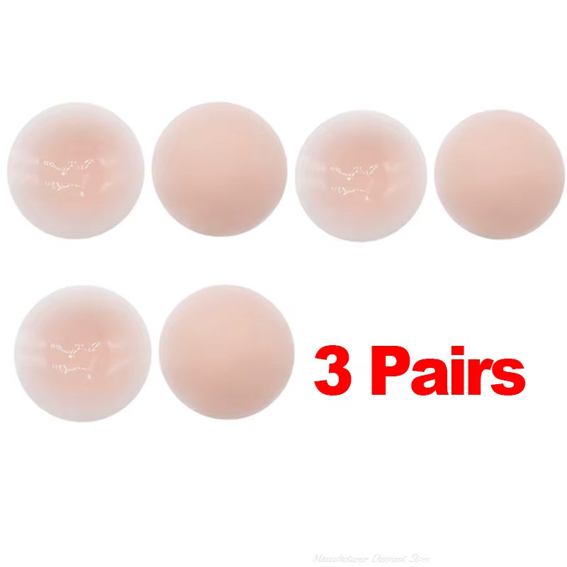 ✨ 3 Pairs Seamless Silicone Nipple Covers – Reusable Adhesive Invisible Pasties 👗💖