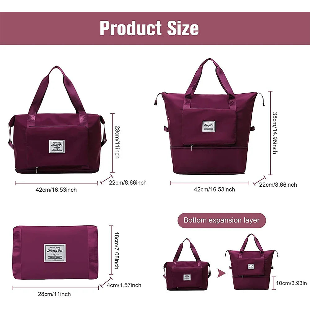 2026 Expandable Folding Travel Bag – Waterproof Large Capacity Duffle, Gym & Yoga Tote with Wet/Dry Pocket ✈️itness