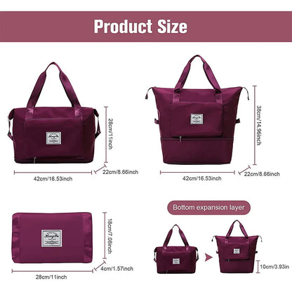 2026 Expandable Folding Travel Bag – Waterproof Large Capacity Duffle, Gym & Yoga Tote with Wet/Dry Pocket ✈️itness
