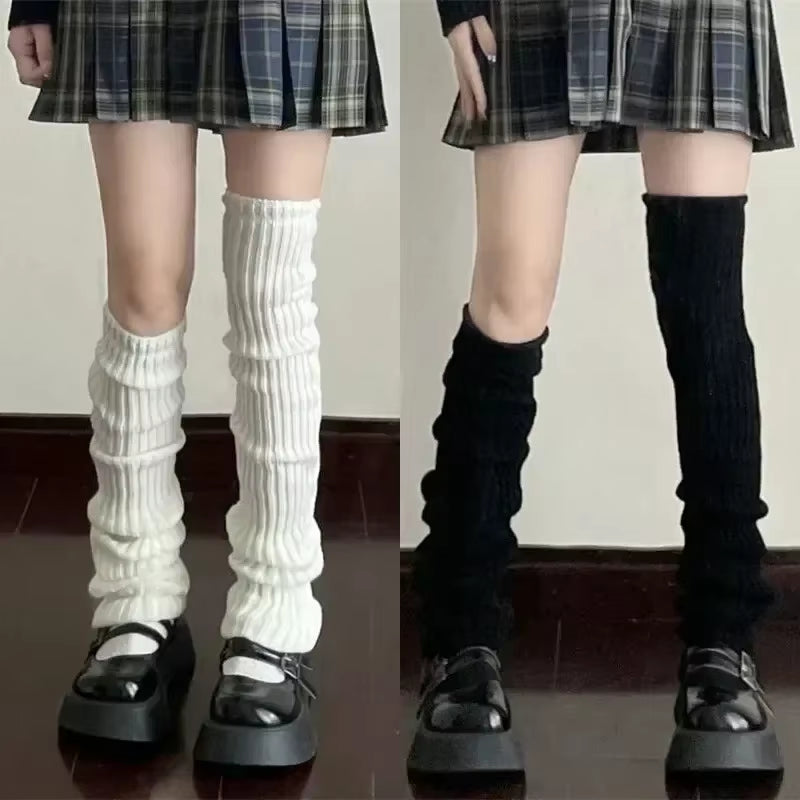 🎀 Y2K Lolita Ribbed Leg Warmers – Extra-Long Knitted Boot Cuffs & Arm Warmers | 40-70cm Soft Crochet Heap Socks for Women ❄️✨