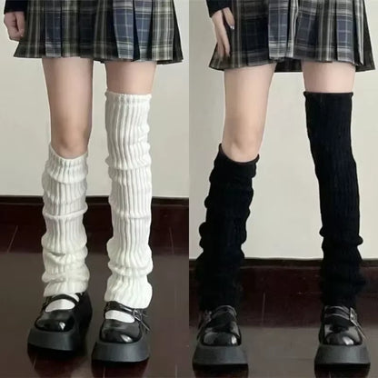 🎀 Y2K Lolita Ribbed Leg Warmers – Extra-Long Knitted Boot Cuffs & Arm Warmers | 40-70cm Soft Crochet Heap Socks for Women ❄️✨