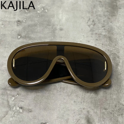 Y2K Cyberpunk Wave Mask Sunglasses – Oversized One-Piece Luxury Steampunk Goggles for Women 🌊