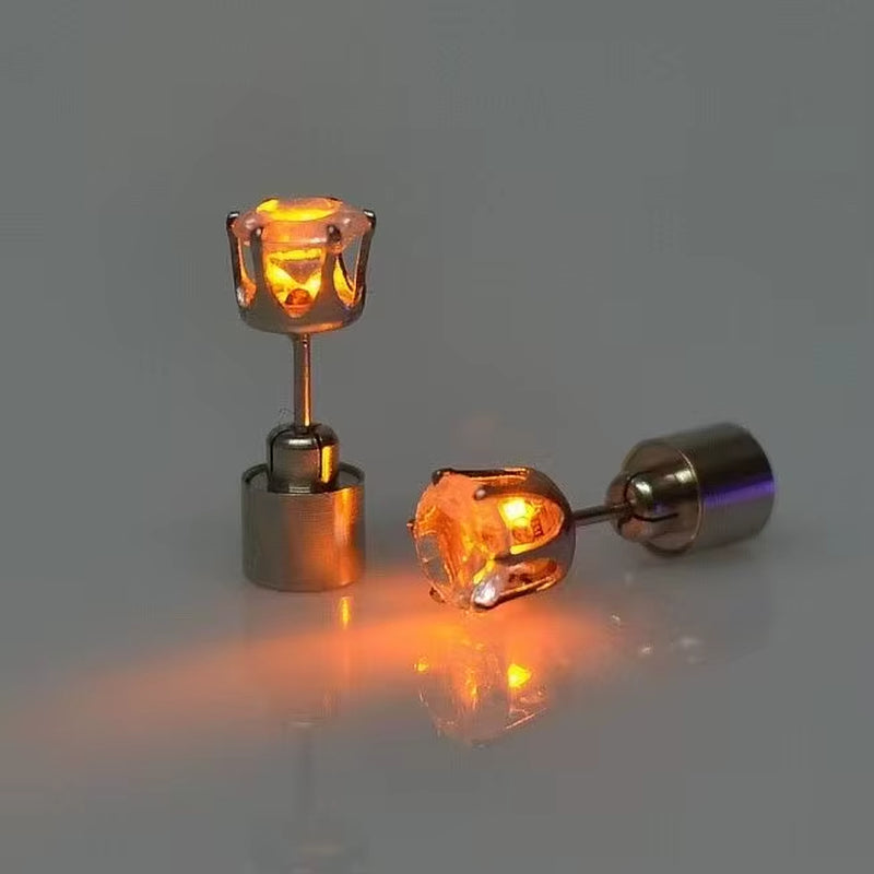 ✨ LED Light-Up Glow Earrings – Bling Crystal Studs for Clubbing, Festivals, & Gogo Dancing | 1/5 Pair Neon Party Jewelry 🌈👂