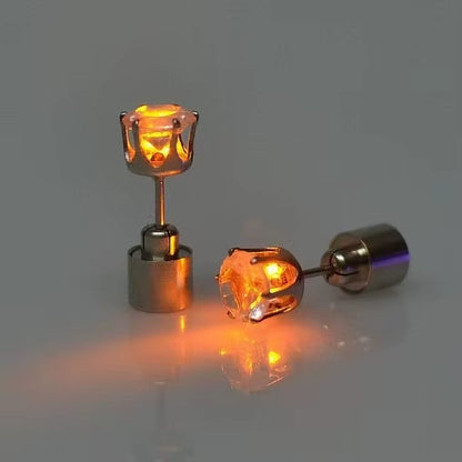 ✨ LED Light-Up Glow Earrings – Bling Crystal Studs for Clubbing, Festivals, & Gogo Dancing | 1/5 Pair Neon Party Jewelry 🌈👂