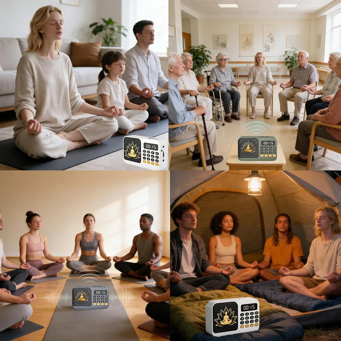 Tibetan Meditation Singing Bowl, Portable Electronic Audio Sound Machine with 27 Different Singing Bowl, Natural Soothing Sounds for Yoga, Meditation, Chakra Healing and Stress Relief(Green)