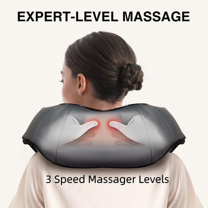 Shiatsu Neck Massager with Heat for Pain Relief Deep Tissue, 2026 Upgraded 3D Back Shoulder Kneading Massage Pillow, Body Muscle Relaxation Tool Gifts for Him Her Mom Dad, Gray (NOT Cordless)