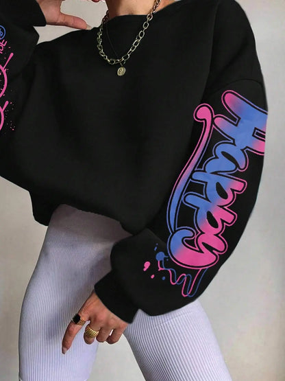Urban Edge Letter Print Hoodie – Chic Oversized Fall & Winter Sweatshirt 🖤✨