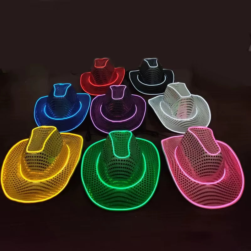 Wireless LED Disco Cowboy Hat | Flashing Neon Bachelorette Party Cap 💃