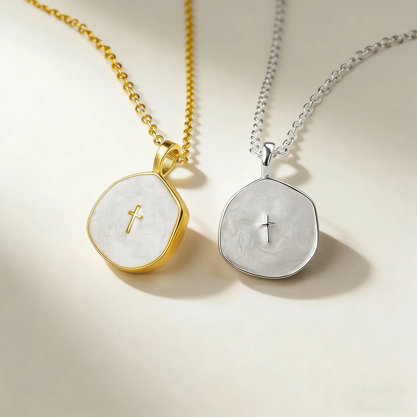 AELNEN Enamel Accent Disc Necklaces - S925 Marble & Minimal Symbol Pendants - Sleek Versatile Jewelry - Gift for Her