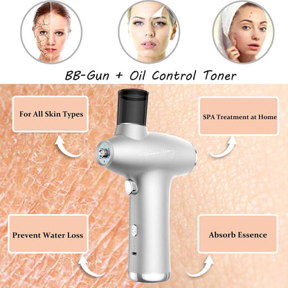 Nano-Ionic Facial Steamer & Oxygen Sprayer – Red & Blue Light Therapy Face Mister for Deep Hydration & Pore D