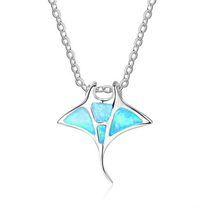 🐢 Bohemian Blue Fire Opal Sea Turtle Necklace – Shimmering Ocean Animal Pendant for Women 🌊✨