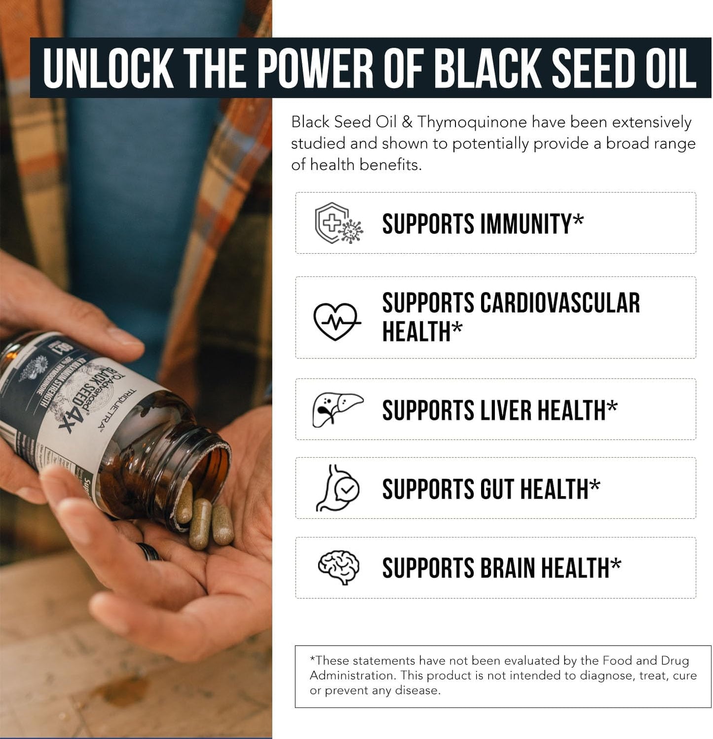 🌿 Premium Black Seed Oil Capsules | 20% Thymoquinone High Potency | Ultra-Concentrated Nigella Sativa 💎 - 60:1  (60 Capsules)