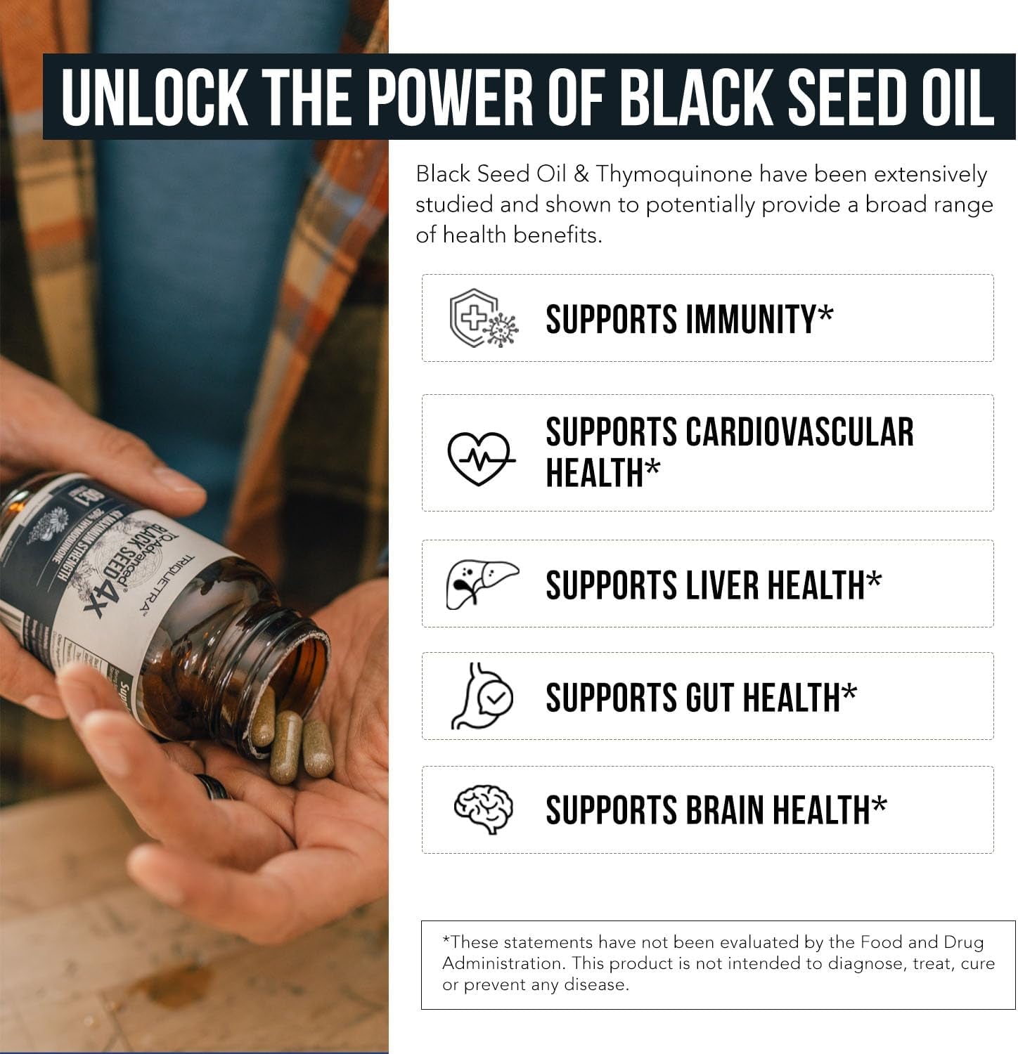 🌿 Premium Black Seed Oil Capsules | 20% Thymoquinone High Potency | Ultra-Concentrated Nigella Sativa 💎 - 60:1  (60 Capsules)