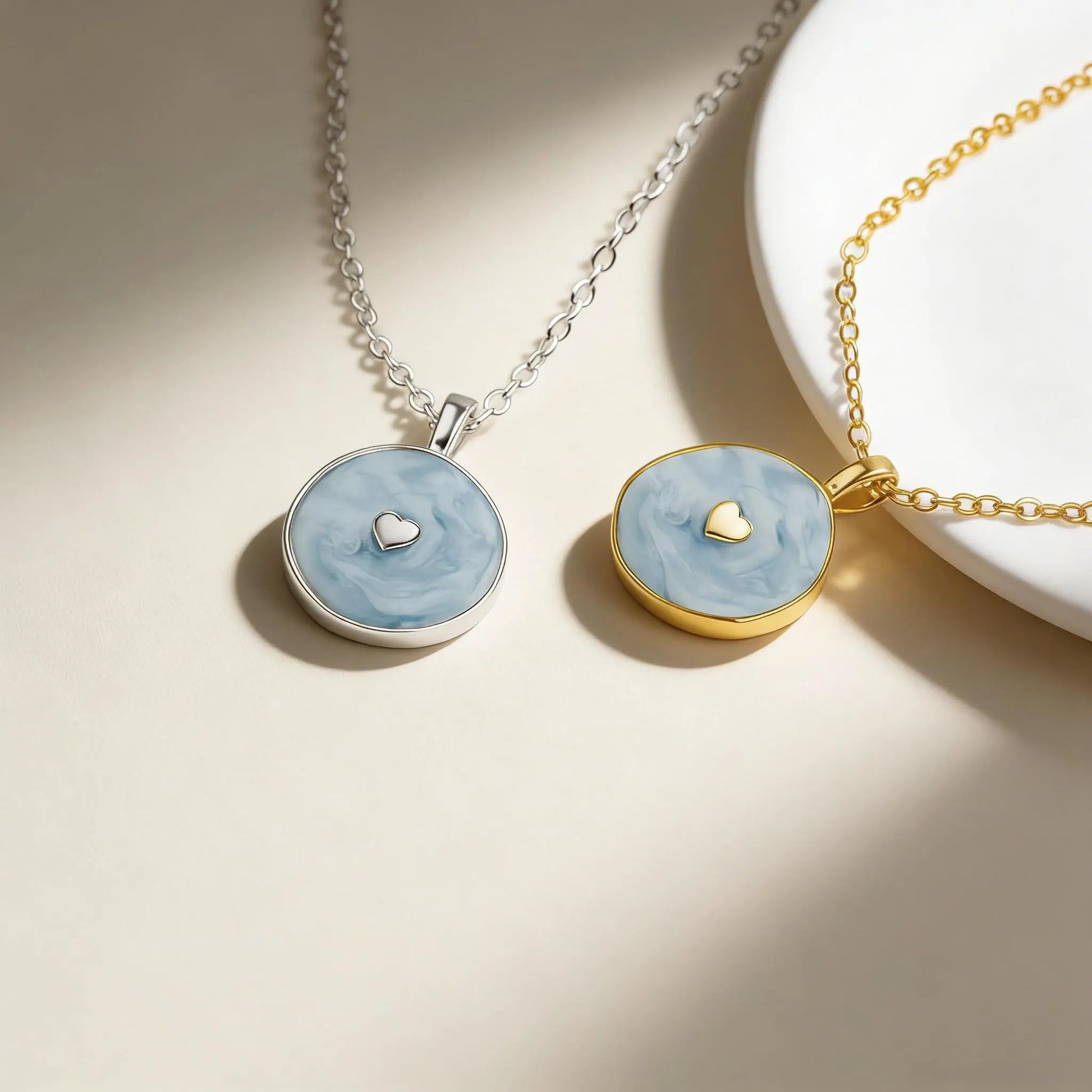 AELNEN Enamel Accent Disc Necklaces - S925 Marble & Minimal Symbol Pendants - Sleek Versatile Jewelry - Gift for Her