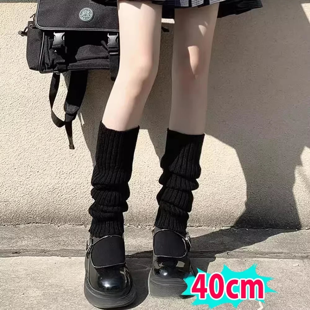 🎀 Y2K Lolita Ribbed Leg Warmers – Extra-Long Knitted Boot Cuffs & Arm Warmers | 40-70cm Soft Crochet Heap Socks for Women ❄️✨