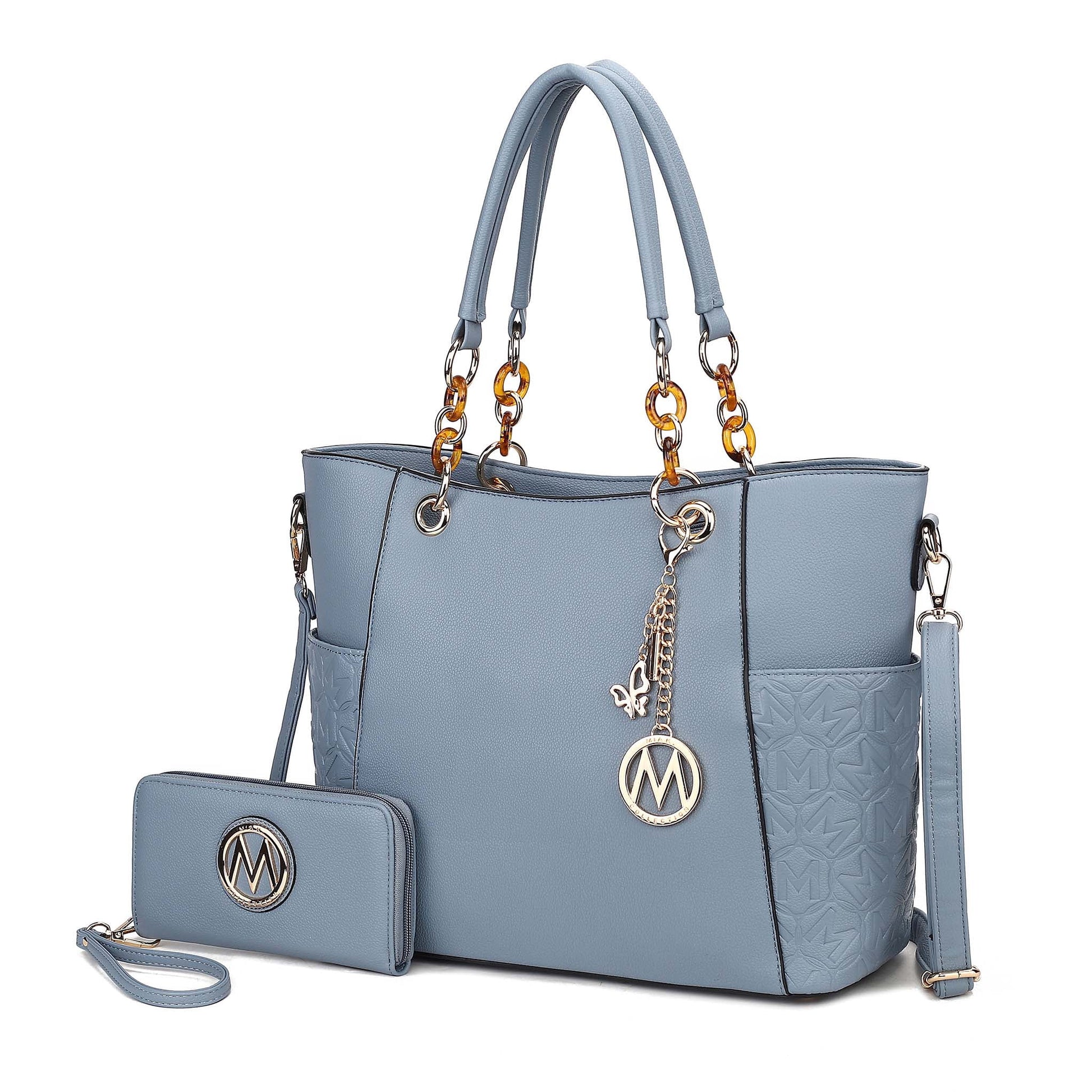 Mia K. Bonita Checker Tote & Wristlet Set – Vegan Leather 2-Piece Shopper 👜✨