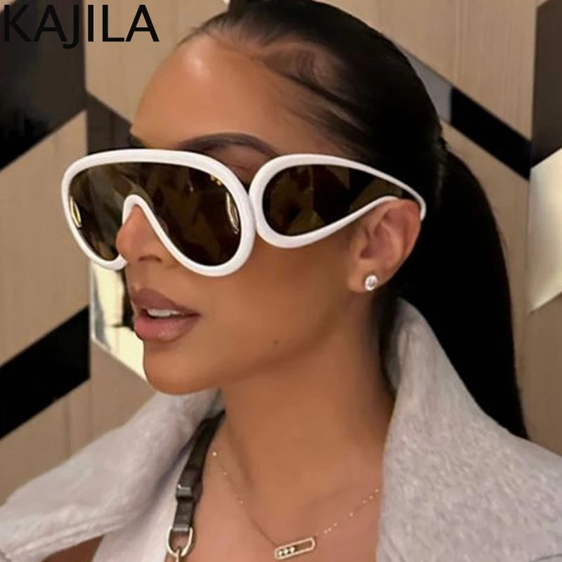 Y2K Cyberpunk Wave Mask Sunglasses – Oversized One-Piece Luxury Steampunk Goggles for Women 🌊