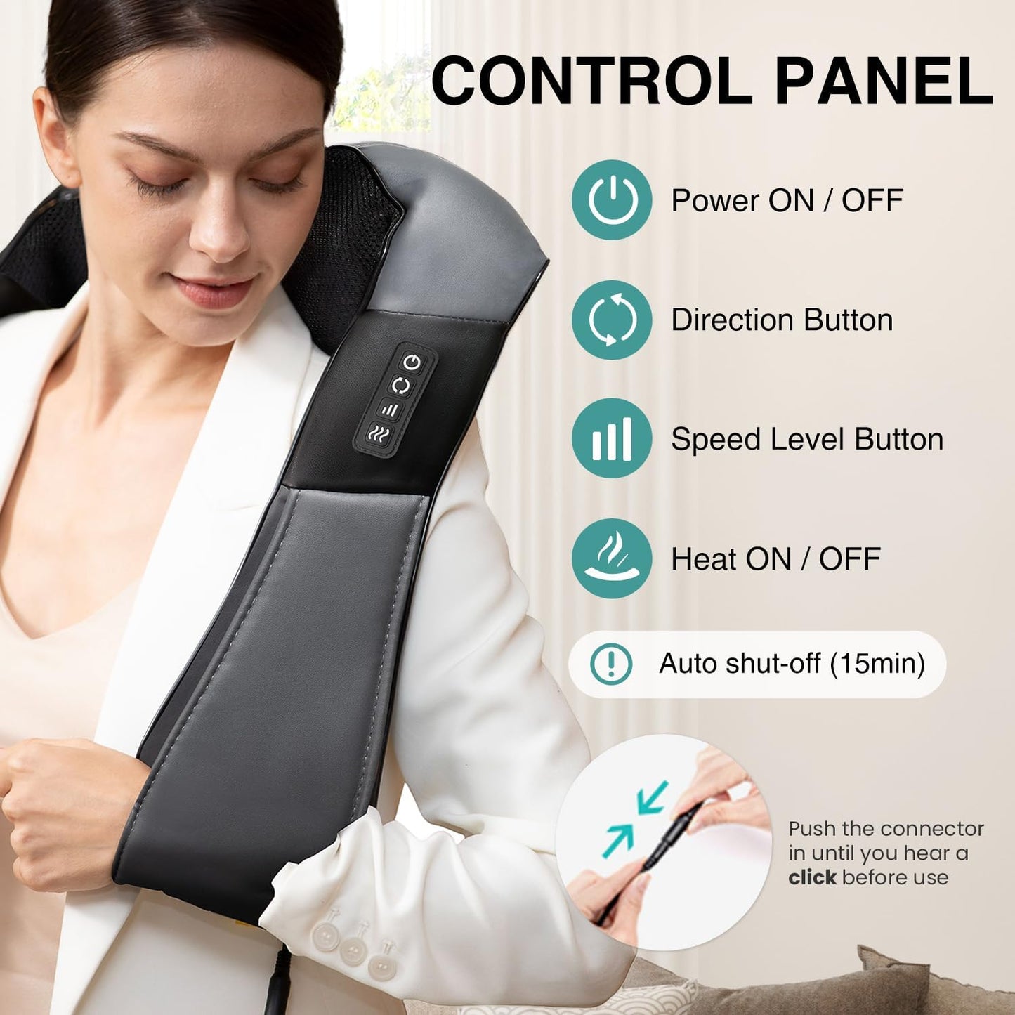 Shiatsu Neck Massager with Heat for Pain Relief Deep Tissue, 2026 Upgraded 3D Back Shoulder Kneading Massage Pillow, Body Muscle Relaxation Tool Gifts for Him Her Mom Dad, Gray (NOT Cordless)