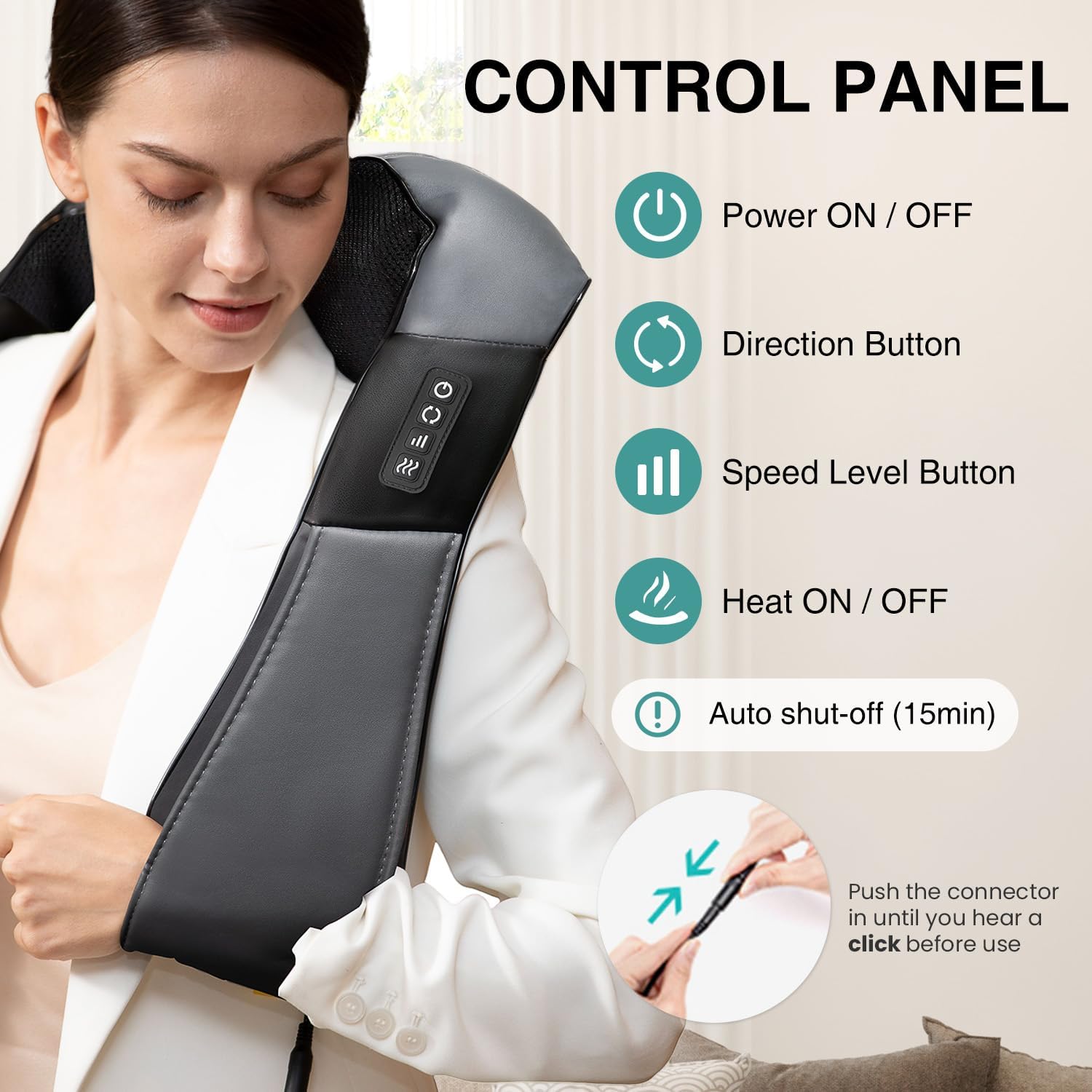 Shiatsu Neck Massager with Heat for Pain Relief Deep Tissue, 2026 Upgraded 3D Back Shoulder Kneading Massage Pillow, Body Muscle Relaxation Tool Gifts for Him Her Mom Dad, Gray (NOT Cordless)
