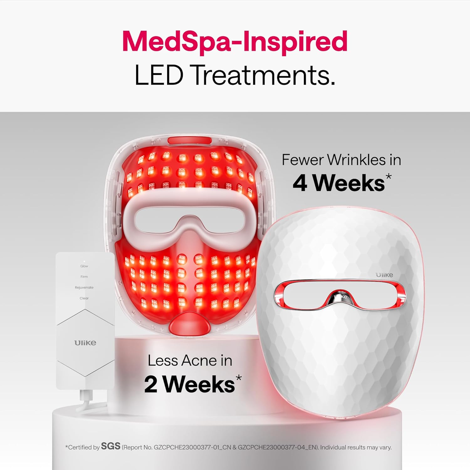Revitalize Your Skin with the Reglow LED Face Mask - Advanced Red, Blue, Yellow & Infrared Light Therapy for Acne & Anti-Aging, Cordless & Remote Controlled for Ultimate Home Skincare Experience