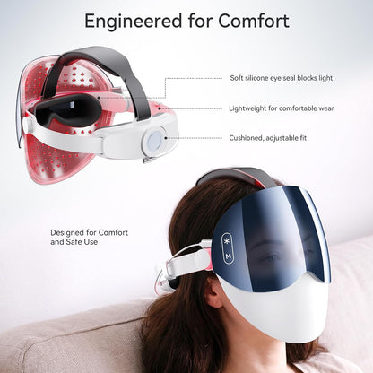 Transform Your Skin with Our FDA Cleared Red Light Therapy Face Mask - Truly Wireless, 396 Gold-Wire LEDs, 7 Light Modes for Personalized Care, 20+ Sessions per Charge, Perfect for Travel, Backed by 3-Year Warranty