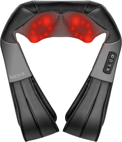 Shiatsu Neck Massager with Heat for Pain Relief Deep Tissue, 2026 Upgraded 3D Back Shoulder Kneading Massage Pillow, Body Muscle Relaxation Tool Gifts for Him Her Mom Dad, Gray (NOT Cordless)