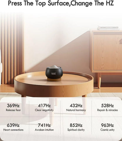 Portable Electronic Tibetan Singing Bowl, 8 Healing Frequencies (369-963Hz), Auto/Manual Mode, Vibration & Timer - USB-C Rechargeable Meditation Device for Yoga, Relaxation, Reiki, Best Gift Choice