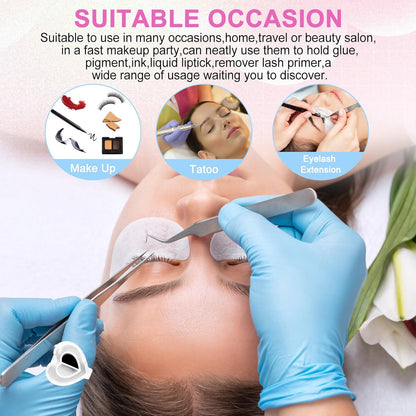 100PCS Heart-Shaped Lash Glue Rings – Disposable Eyelash Extension & Nail Art Adhesive Cups 🤍✨