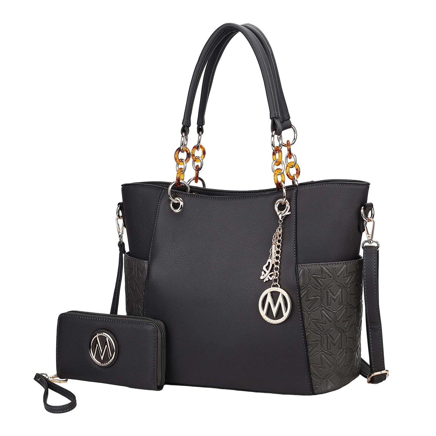 Mia K. Bonita Checker Tote & Wristlet Set – Vegan Leather 2-Piece Shopper 👜✨