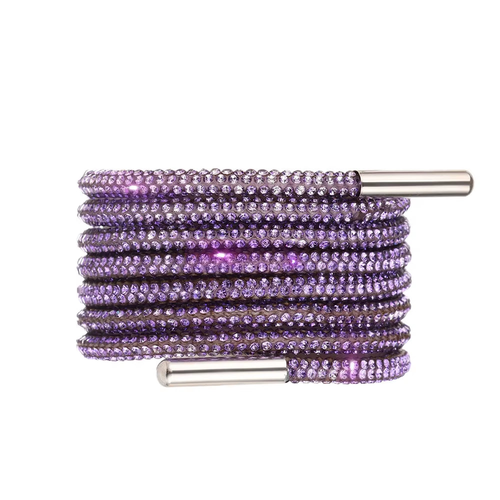 1Pc 100/120/140/160Cm Fashion Luxury Rhinestone Shoelaces Rainbow Diamond Shoelaces Casual Braiding Sneaker Laces round Shoelace