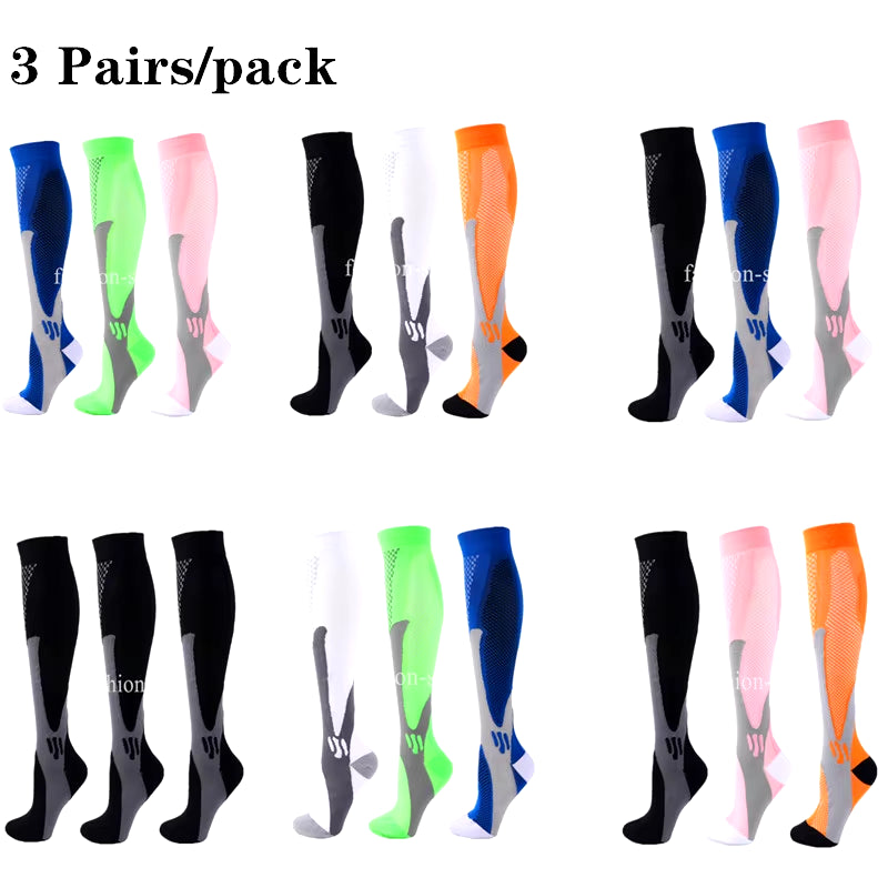 🏃‍♂️ 3 Pairs Premium Compression Socks for Men & Women Anti-Fatigue Knee Highs 🧦✨